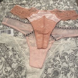 6 New VS lace thongs. Free shipping